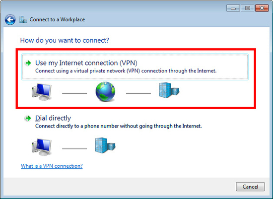 Selectati Use my Internet connection (VPN)