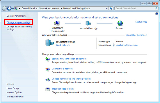 Apoi, din Network and Sharing Center alegeti Change adapter settings.